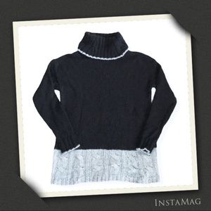 BASS Black & Gray Turtleneck Sweater